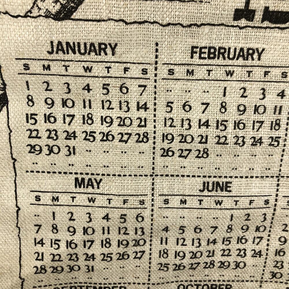 Linen Wall Calendar 1967 Warren Boucher Covered Bridge Red Snowy Winter Scene - Picture 6 of 14